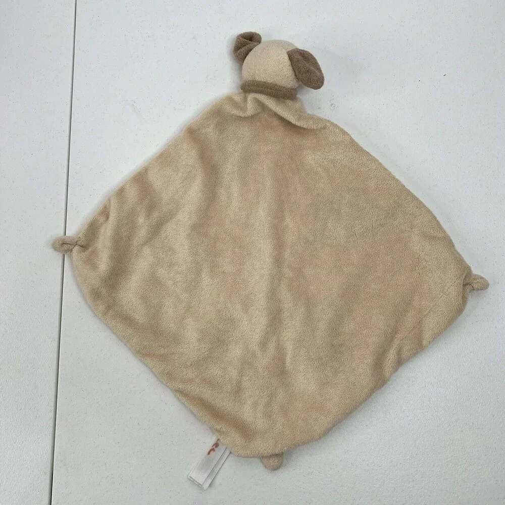 Angel Dear‎ Lovey Baby Security Blanket Plush Brown Tan Puppy Embroidered Face